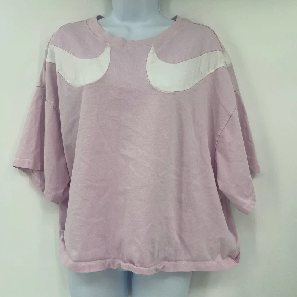 Nike Womens 3X Pink Essential Double Swoosh Boxy Cropped Cotton T-Shirt